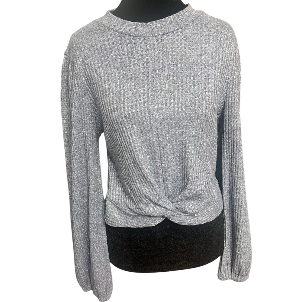 Lush Slate Blue Knotted Blouse L